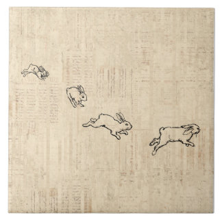 Carreau Cuisine Vintage Lapine Thème Jumping Rabbits Art