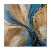 Carreau Cuivre atténué et marbre bleu abstrait (Devant)