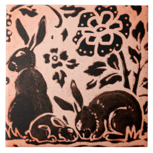 Carreau Cuivre Brown de bois de lapin Lièvre Trivet d'aut