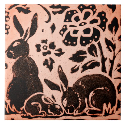 Carreau Cuivre Brown de bois de lapin Lièvre Trivet d'auto (Devant)