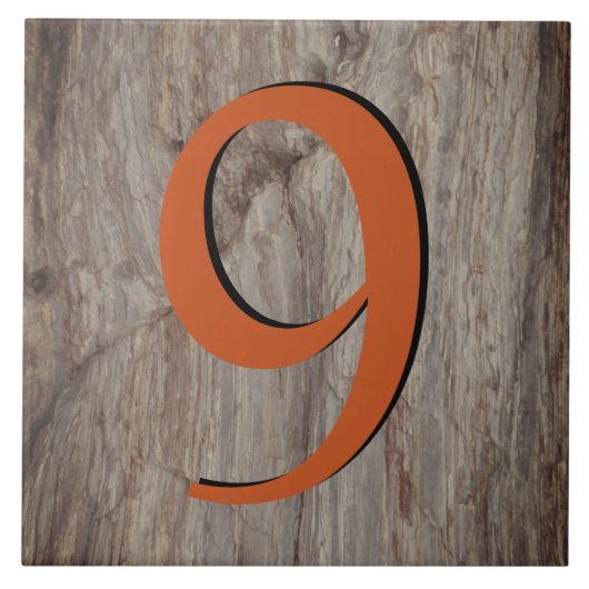 Carreau Cuivre Numéro de la maison Tuile 9 sur pierre gris (Devant)