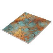 Carreau Cuivre Patina Rustique en céramique métallique (Côté)