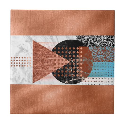 Carreau Cuivre Turquoise bleu noir Motifs géométriques (Devant)