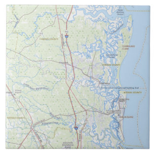 Carreau Cumberland Island Carte de la côte de Géorgie Mug