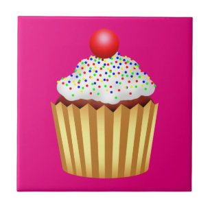 Carreau Cupcake avec arroses et cerise sur le dessus