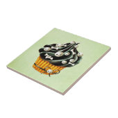 Carreau Cupcake d'Halloween noir avec de minuscules crânes (Côté)