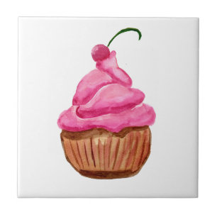 Carreau Cupcake rose avec cerise