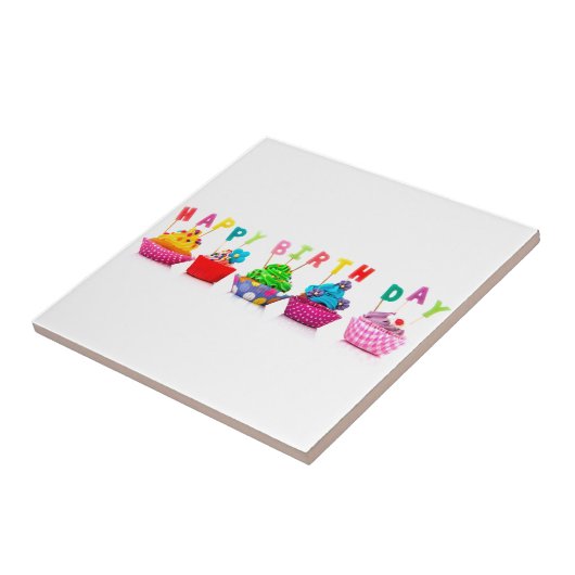 Carreau Cupcakes de Joyeux Anniversaire (Côté)