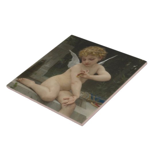 Carreau Cupidé avec papillon (par Bouguereau) (Côté)