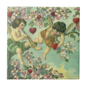 Carreau Cupidons de la Saint-Valentin victorienne Arbre cœ