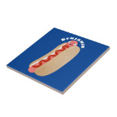 Carreau Curieux hot dog Weiner dessin animé (Côté)