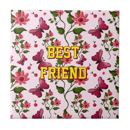 Carreau Custom and personalized floral Butterfly pattern  (Devant)