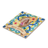 Carreau Custom Birthday Photo Blue Mediterranean Tile Cera (Côté)