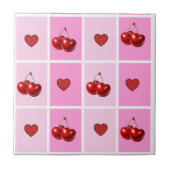 Carreau Custom Cherry Heart Checkerboard Pattern (Devant)