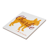 Carreau Custom Pastel Orange French Bulldog Tile- Frenchie (Côté)