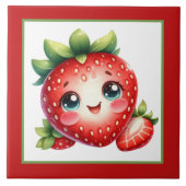 Carreau Cute amoureux de fraises cuisine (Devant)