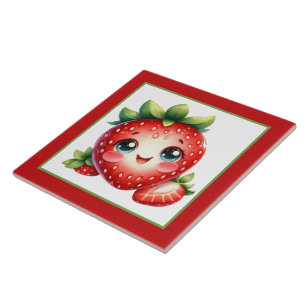 Carreau Cute amoureux de fraises cuisine