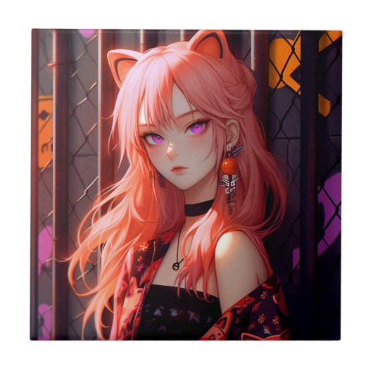 Carreau Cute Anime Catgirl (Devant)