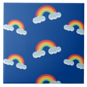Carreau Cute arc-en-ciel avec Motif nuages