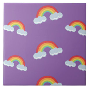 Carreau Cute arc-en-ciel avec Motif nuages