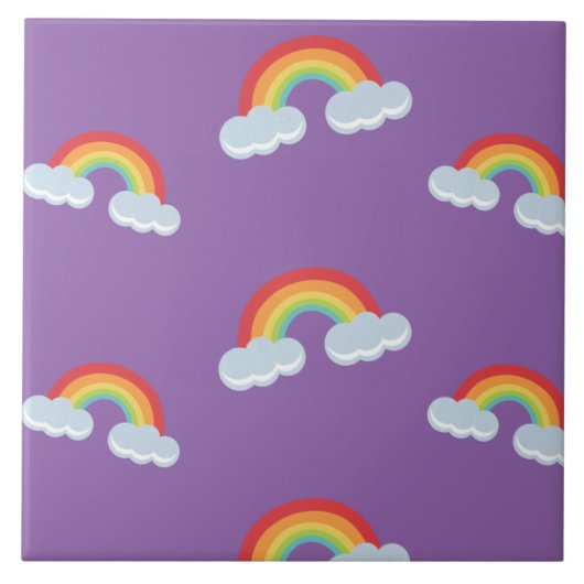 Carreau Cute arc-en-ciel avec Motif nuages (Devant)