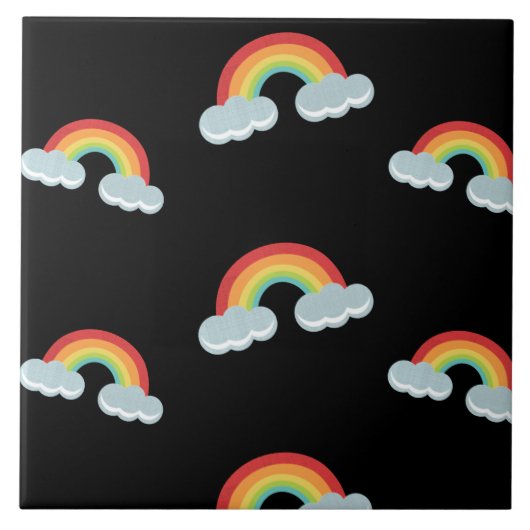 Carreau Cute arc-en-ciel avec Motif nuages (Devant)