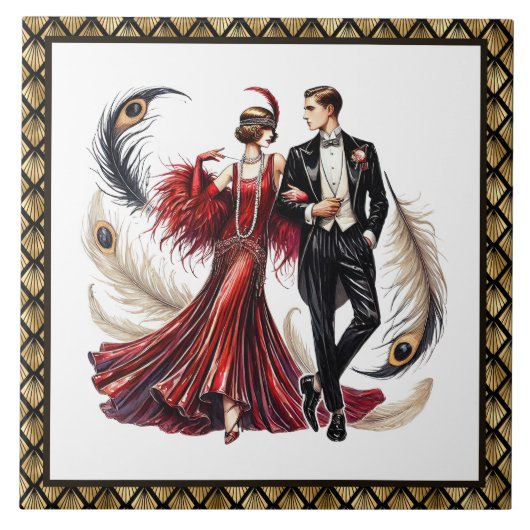 Carreau Cute Art deco couple  (Devant)