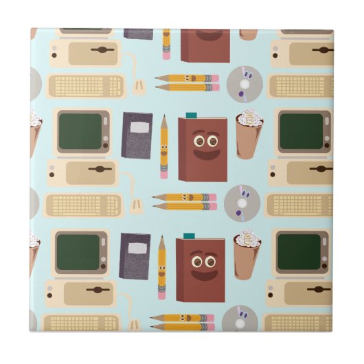 Carreau Cute Author Retro Tools Cartoon Motif (Devant)