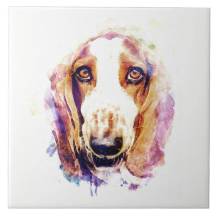 Carreau Cute Basset Hound Chien Tête Face Chien Chien
