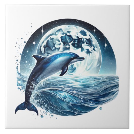 Carreau Cute beach dolphin lovers ceramic  (Devant)