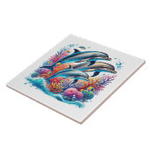 Carreau Cute beach dolphin lovers ceramic tile (Côté)