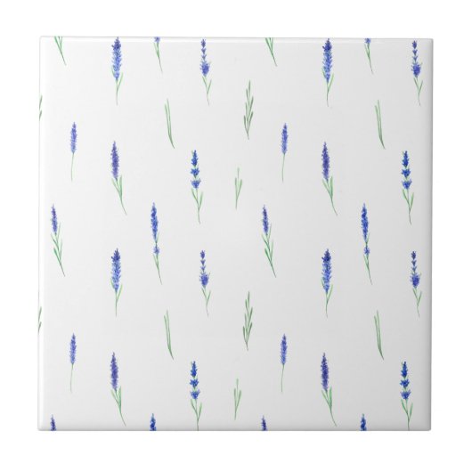 Carreau Cute Botanical Elegant Lavender Ceramic Tile (Devant)
