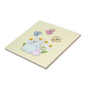 Carreau Cute Bunnies avec marguerites de printemps et papi (Côté)