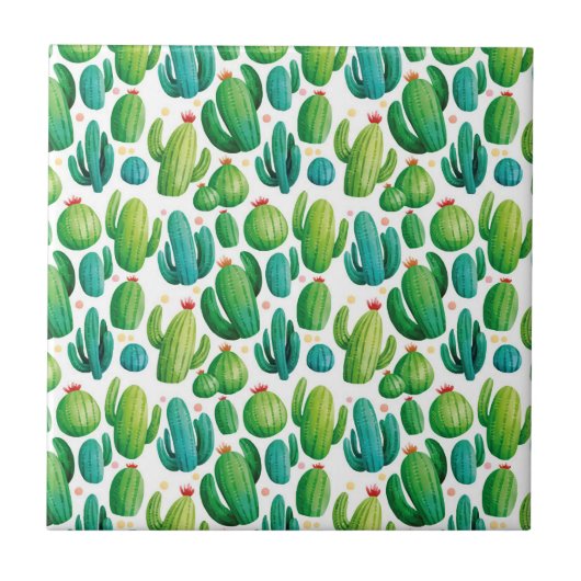 Carreau Cute Cactus Seamless Pattern (Devant)