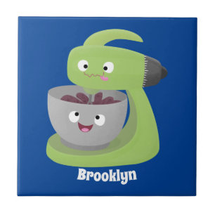 Carreau Cute cake mixer cuisine appareil dessin animé