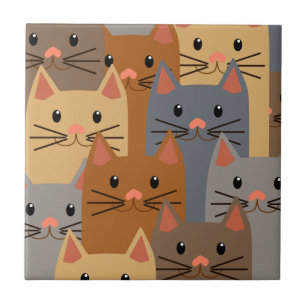 Carreau Cute Cats Colorful Cat Visage Collage