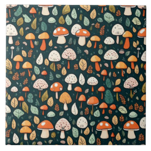 Carreau Cute champignons feuille cottage design