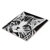 Carreau Cute chaton rayé noir blanc (Côté)