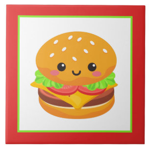 Carreau Cute cheeseburger maison artisanat