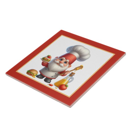 Carreau Cute chef cuisinier amoureux cuisine gnome (Côté)
