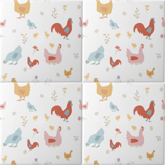 Carreau Cute Chickens Hens and Baby Chicks Kitchen