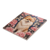 Carreau Cute Chien Poméranien Rose Floral (Côté)