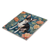 Carreau Cute Chihuahua William Morris Inspiré Floral (Côté)