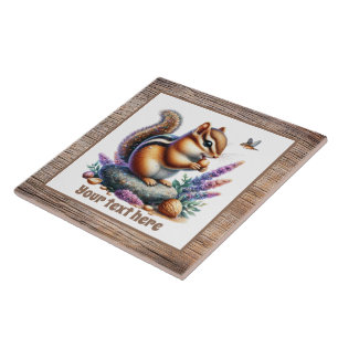 Carreau Cute chipmunk ajouter du texte aquarelle