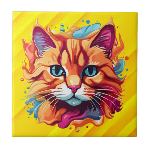 Carreau Cute Colorful Chat Face-87002