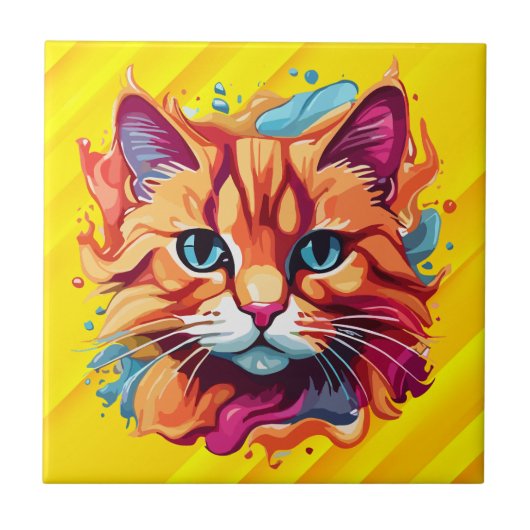 Carreau Cute Colorful Chat Face-87002 (Devant)