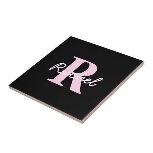 Carreau Cute Customizable Monogram | Light Pink & Black (Côté)