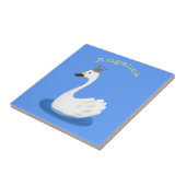 Carreau Cute cygne blanc avec dessin de la couronne (Côté)