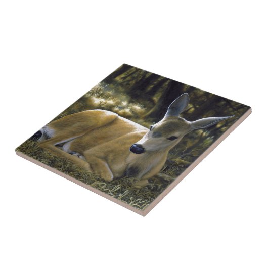 Carreau Cute Deer Fawn Lying Down (Côté)