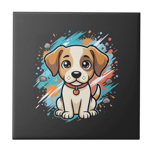 Carreau Cute Dog Paint Splash Vector Art_1 (Devant)